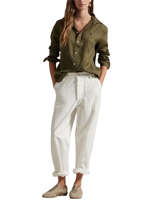 women's oversized military linen shirt Ralph Lauren | 211970730004